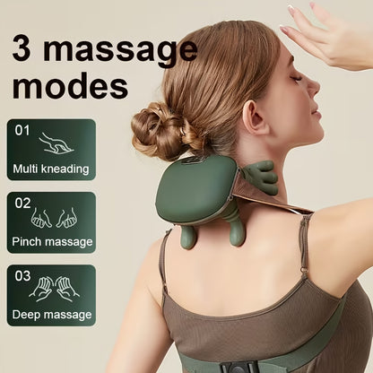 USB Rechargeable 8-Claw Deep Tissue Massager – Wireless Heated Neck, Shoulder, Back & Full Body Relaxation Massage Device