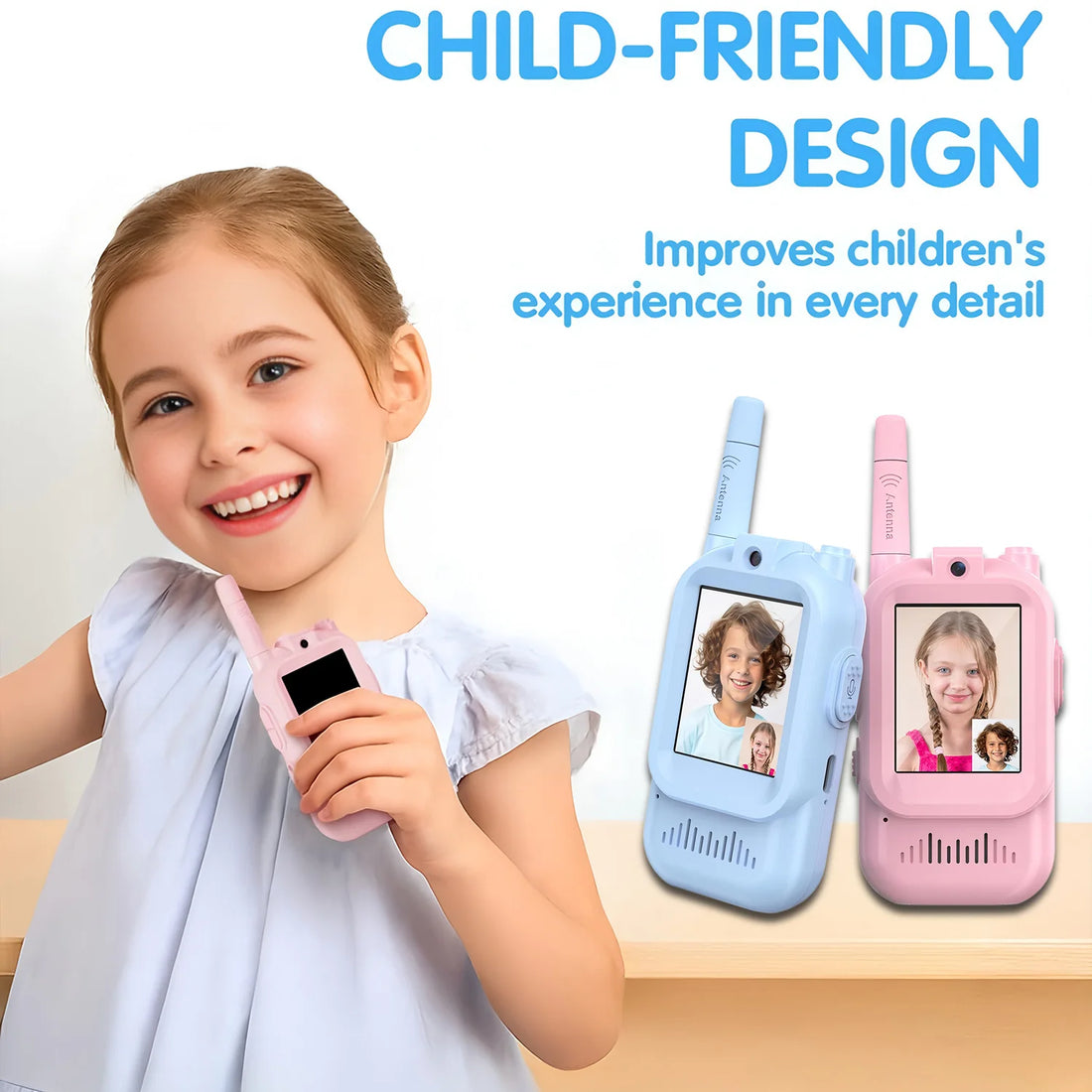2Pcs Rechargeable Kids Video Walkie Talkie
