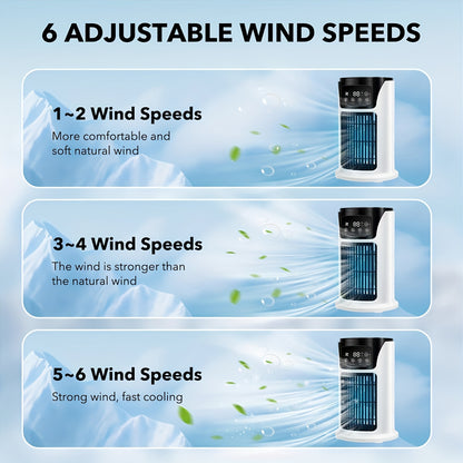 Portable Air Conditioner Humidifier Atmosphere Light Fan USB Cooler Air Conditioner, 3in 1 Function, Office Household Essential Cooler USB Portable Air Conditioner USB Fan