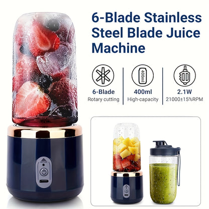 Portable Mini Blender Cup UAE – 6-Blade Rechargeable Smoothie & Juice Maker (Dual Cup Set)