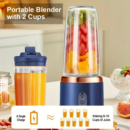 Portable Mini Blender Cup UAE – 6-Blade Rechargeable Smoothie & Juice Maker (Dual Cup Set)
