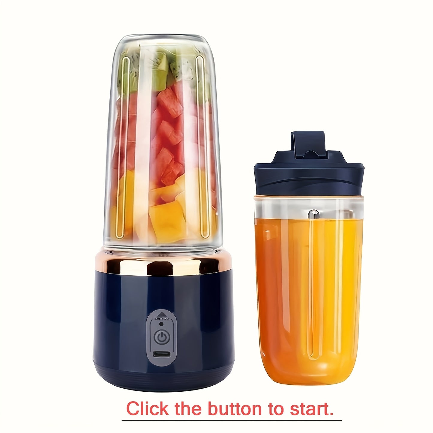 Portable Mini Blender Cup UAE – 6-Blade Rechargeable Smoothie & Juice Maker (Dual Cup Set)