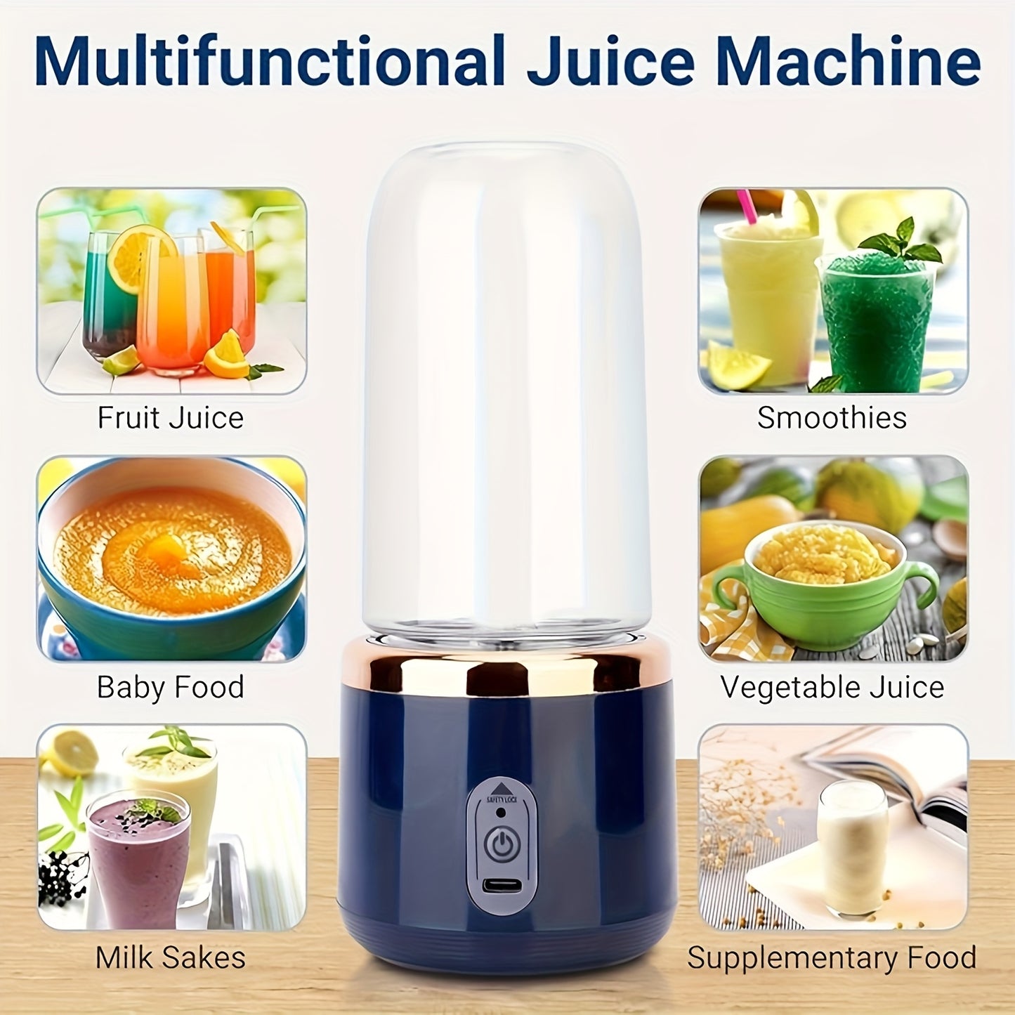 Portable Mini Blender Cup UAE – 6-Blade Rechargeable Smoothie & Juice Maker (Dual Cup Set)